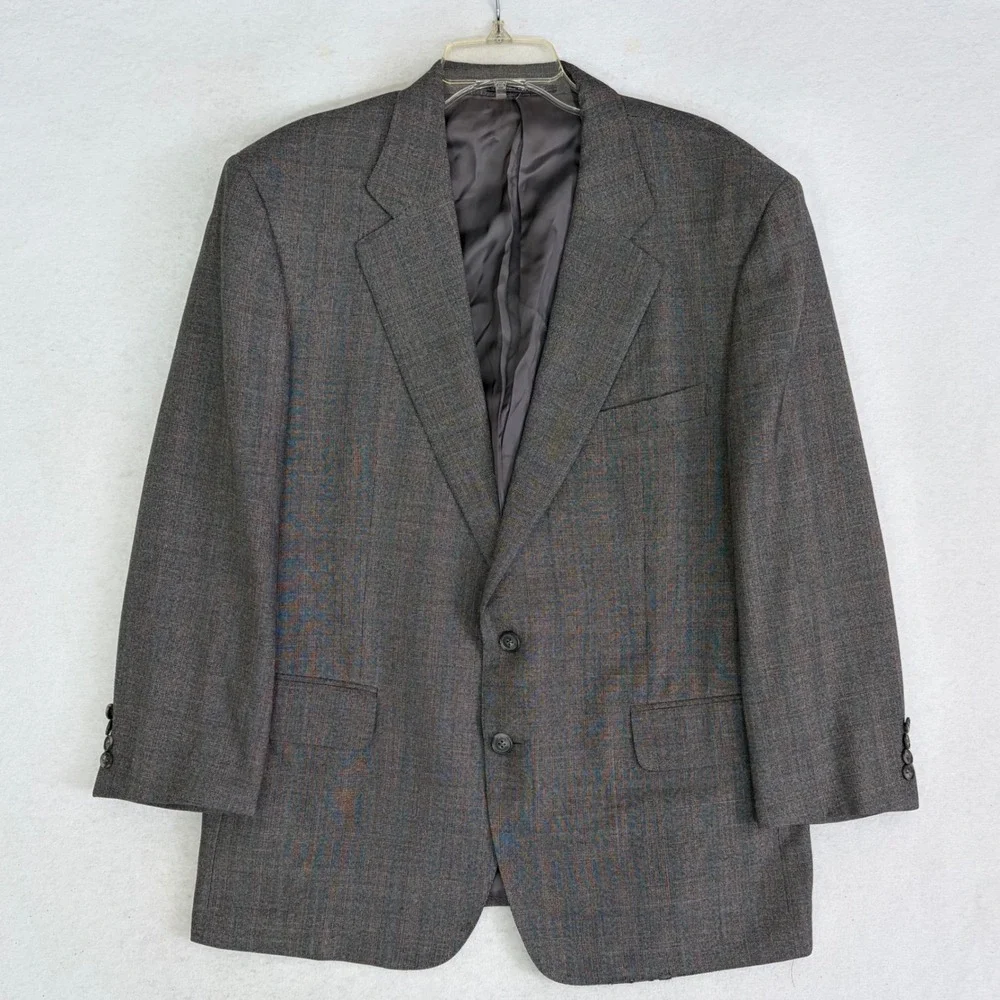 Dunhill Suit Mens 44R Grey Glen Plaid Wool 2 Button Double Pleated Cuffed Italy